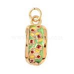 304 Stainless Steel Pendants, Sandwich Charms, with Enamel, with Jump Ring, Golden, 18x8x6mm, Hole: 3mm(STAS-D205-01B-G)