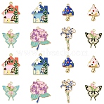 8Pcs 8 Styles Alloy Enamel Pendants, Mixed Shapes, Cadmium Free & Nickel Free & Lead Free, Rack Plating, Golden, Mixed Color, 23~32.5x16~28x1.5~3.5mm, Hole: 1.5~1.8mm, 1pc/style(ENAM-YW0006-71)