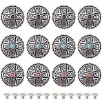 12 Sets 3 Colors Zinc Alloy Decorative Rivets, with Synthetic Turquoise and Iron Screws, for Purse, Bags, Leather Crafts Decoration, Flat Round, Mixed Color, 28.5x9mm, Hole: 2mm, 4 sets/color(BUTT-GF0001-21)