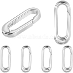 6Pcs Brass Oval Spring Gate Rings, Cadmium Free & Lead Free, Long-Lasting Plated, Platinum, 18x7x3mm(KK-SC0007-46)