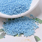 MIYUKI Delica Beads, Cylinder, Japanese Seed Beads, 11/0, (DB0164) Opaque Turquoise Blue AB, 1.3x1.6mm, Hole: 0.8mm, about 10000pcs/bag, 50g/bag(SEED-X0054-DB0164)