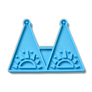 DIY Triangle with Sun Pendant Silicone Molds, Resin Casting Molds, for UV Resin & Epoxy Resin Jewelry Making, Deep Sky Blue, 58x81x4mm, Hole: 2mm, Inner Diameter: 54.5x38.5mm(DIY-I099-09)