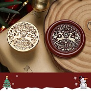 Christmas Theme Wax Seal Brass Stamp Head, for Wax Seal Stamp, Golden, Deer, 25x15mm, Inner Diameter: 7mm(TOOL-R125-05B)