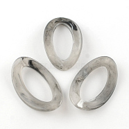 Twist Oval Imitation Gemstone Acrylic Linking Rings, Gray, 62x38x4mm, about 83pcs/490g(OACR-R023-05)