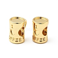 Rack Plating Brass Charms, Cadmium Free & Lead Free, Cup with Word I Love Coffee, Real 18K Gold Plated, 11.5x11x8mm, Hole: 4.5mm(ZIRC-I059-02G)