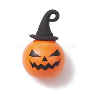 Halloween theme Wood with Alloy Pendant, Pumpkin, Black, 25x16mm, Hole: 2.5x1.7mm(PALLOY-JF02657-02)