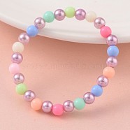 Imitation Pearl Acrylic Beaded Stretch Kids Bracelets, with Opaque Acrylic Beads, Lilac, 43mm(BJEW-JB02069-03)