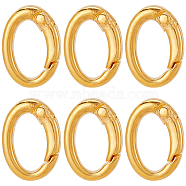 6Pcs Rack Plating Brass Spring Gate Rings, Oval, Lead Free & Cadmium Free, Long-Lasting Plated, Real 18K Gold Plated, 22x15x5mm(KK-SC0004-76)