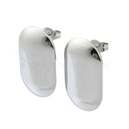 201 Stainless Steel Stud Earrings, with 304 Stainless Steel Pins, Plain Oval, Stainless Steel Color, 23.5x14mm(EJEW-K270-10P)