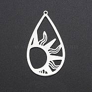 Stainless Steel Pendants, Stainless Steel Color, Teardrop Pattern, 45x25.5mm(MOST-PW0002-06B-P)