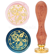 Brass Wax Seal Stamp with Rosewood Handle, for DIY Scrapbooking, Clock Pattern, 25mm(AJEW-WH0412-0020)