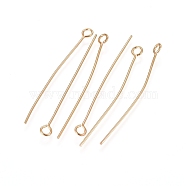 304 Stainless Steel Eye Pins, Real 18K Gold Plated, 22 Gauge, 34.7x0.6mm, Hole: 2mm(A-STAS-L238-005E-G)