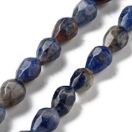 Natural Sodalite Beads Strands, Faceted Teardrop, 10x7mm, Hole: 1.2mm, about 20pcs/strand, 7.87''(20cm)(G-P520-B23-01)