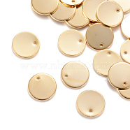 Brass Charms, Flat Round, Light Gold, 10x1mm, Hole: 1mm(X-KK-R037-125KC)