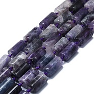 Natural Purple Fluorite Beads Strands, Column, 14x8mm, Hole: 1mm, about 24pcs/strand, 15.75 inch(40cm)(G-K245-U01-01)