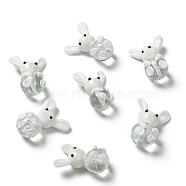 Handmade Bunny Lampwork Beads, Rabbit Beads, White, 25~28x18~20x13~14mm, Hole: 1mm(LAMP-P051-J01)