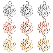 12Pcs 3 Colors 304 Stainless Steel Pendants, Flower, Mixed Color, 16.5x16x1mm, Hole: 3mm, 4pcs/color(STAS-BC0002-83)