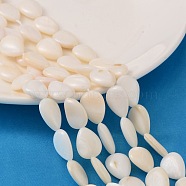 Natural White Shell Beads Strands, Mother of Pearl Shell Beads, teardrop, White, 16.5~17.5x12.5x4~5, Hole: 1mm, about 21pcs/strand(X-PBB263Y-1)