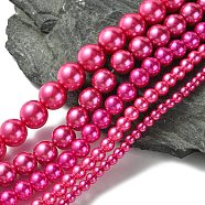 Dyed Glass Pearl Round Beads Strands, Pale Violet Red, 4mm/6mm/8mm/10mm/12mm, Hole: 1mm, about 70~216pcs/strand(HY-X0001-03)