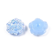 Opaque ABS Plastic Beads, Half Drilled, Flower, Light Sky Blue, 15x16x6.5mm, Hole: 1.2mm(KY-G019-02A)