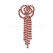 Brass Rhinestone Pendants, Flower, Indian Red, 62x22x2.5mm, Hole: 1.6mm(KK-I715-16S-05)