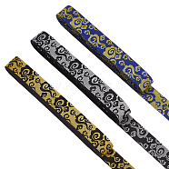 15 Yards 3 Colors Flat Polyester Auspicious Cloud Jacquard Ribbon, Tyrolean Ribbon, Garment Accessories, Mixed Color, 3/4 inch(18mm), 5 yards/color(OCOR-FG000-91)