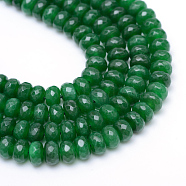 Natural White Jade Bead Strands, Dyed, Faceted, Rondelle, Green, 4~5x3mm, Hole: 0.5mm, about 115~120pcs/strand, 13.39~13.98 inch(34~35.5cm)(X-G-R343-2x4-12)