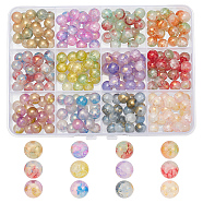 240Pcs 12 Colors Baking Painted Crackle Glass Beads, with Gold Powder, Round, Mixed Color, 8mm, Hole: 1.2mm, 20Pcs/color(DGLA-AR0001-11)