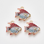 Printed Alloy Pendants, with Enamel, Tropical Fish, Light Gold, Colorful, 16.5x16.5x2.5mm, Hole: 1.5mm(PALLOY-T072-032LG)