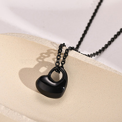 Openable 316L Surgical Stainless Steel Memorial Urn Ashes Pendants, Heart, Electrophoresis Black, 15.2x13mm(BOTT-PW0002-012A-EB)