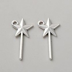 Tibetan Style Alloy Pendants, Star, Antique Silver, 25x12x2mm, Hole: 1.6mm(FIND-WH20012-64AS)