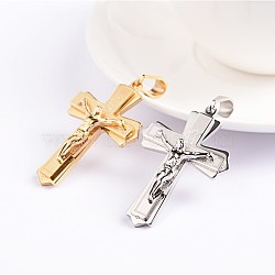 Easter Theme Crucifix Cross 304 Stainless Steel Pendants, Mixed Color, 49x33x5mm, Hole: 12x6mm(STAS-N080-07)