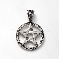 Trendy 304 Stainless Steel Pendants, for Jewish, Star of David, Antique Silver, 46x31.5x9.5mm, Hole: 10x5mm(STAS-M036-03AS)