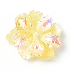 Luminous Resin Cabochons, AB Color, Glow in the Dark Flower, Yellow, 23.5x8mm(RESI-E033-02A)