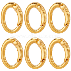 6Pcs Rack Plating Brass Spring Gate Rings, Oval, Lead Free & Cadmium Free, Long-Lasting Plated, Real 18K Gold Plated, 22x15x5mm(KK-SC0004-76)