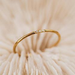 201 Stainless Steel Finger Rings, with Rhinestone for Women, Golden, US Size 8(18.1mm)(FS-WG09D95-09)
