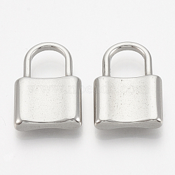 304 Stainless Steel Pendants, Padlock, Stainless Steel Color, 22x15x4mm, Hole: 8x8mm(X-STAS-T037-04)