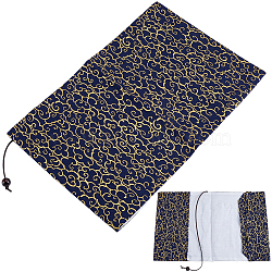 Cloth Book Covers, Notebook Wraps, Rectangle with Flower Pattern, Midnight Blue, 212x160x7mm(DIY-WH0430-377B)