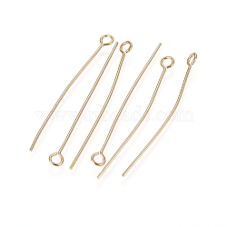 304 Stainless Steel Eye Pins, Golden, 23 Gauge, 34.7x0.6mm, Hole: 2mm(A-STAS-L238-005E-G)