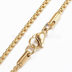 304 Stainless Steel Box Chain Necklaces, with Lobster Claw Clasp, Golden, 29.5 inch(75cm)(NJEW-L450-05G)