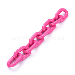 Handmade Opaque Acrylic Cable Chain, Oval, Deep Pink, Link: 31x19.5x5mm, about 39.37 inch(1m)/strand(AJEW-JB00574-05)