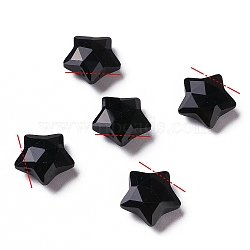 Natural Obsidian Charms, Star, Faceted, 13~13.5x14~14.5x6~6.5mm, Hole: 0.8mm(X-G-H241-04I)