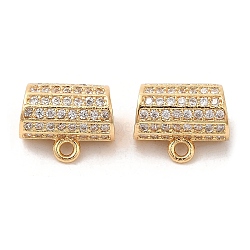 Plating Brass Micro Pave Cubic Zirconia Pendant, Column, Real 18K Gold Plated, 9.3x11x6.8mm, Hole: 1.4mm(KK-B074-60G)