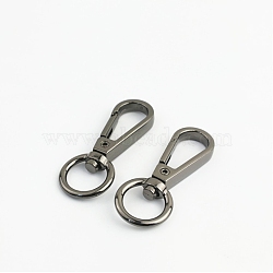 Teardrop Alloy Swivel Clasps, Lanyard Push Gate Snap Clasps, Gunmetal, 5x1.8x0.6cm, Hole: 13mm(PURS-PW0001-428B)