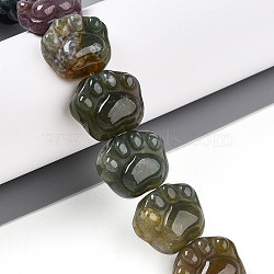 Natural Indian Agate Beads Strands, Cat Paw Print, 14~14.5x15.5~16.5x7~8.5mm, Hole: 1mm, about 13pcs/strand, 7.36''(18.7cm)(G-M108-A14-01)