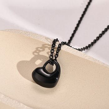 Openable 316L Surgical Stainless Steel Memorial Urn Ashes Pendants, Heart, Electrophoresis Black, 15.2x13mm