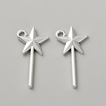 Tibetan Style Alloy Pendants, Star, Antique Silver, 25x12x2mm, Hole: 1.6mm