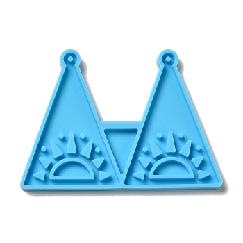 DIY Triangle with Sun Pendant Silicone Molds, Resin Casting Molds, for UV Resin & Epoxy Resin Jewelry Making, Deep Sky Blue, 58x81x4mm, Hole: 2mm, Inner Diameter: 54.5x38.5mm