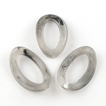 Twist Oval Imitation Gemstone Acrylic Linking Rings, Gray, 62x38x4mm, about 83pcs/490g