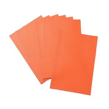 Imitation Leather Fabric Sheets, for Garment Accessories, Coral, 30x20x0.05cm